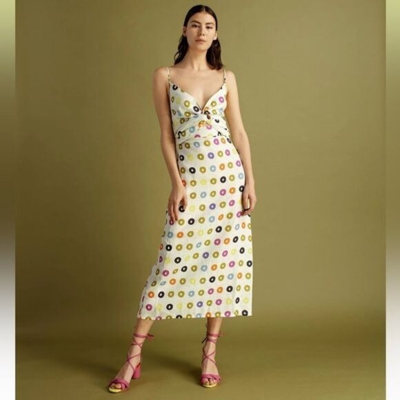 Cala de la Cruz Sabina linen midi Dress Taffy Multi color Medium - Picture 1 of 12